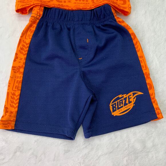 Blaze & the Monster Machine Boys 2T Short Sleeve Shorts Outfit Neon Orange Blue - Picture 4 of 9